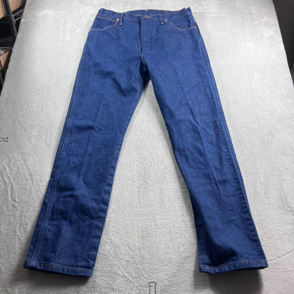 Wrangler 13MWZ Cowboy Cut Original Fit Jeans Mens 37x34 Blue Denim High Rise